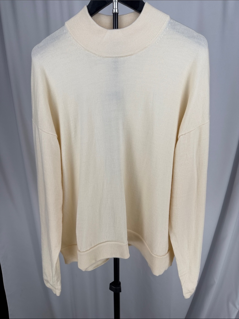 Banana Republic 100% Extra Fine Merino Wool Mock Neck Sweater XXL Ivory